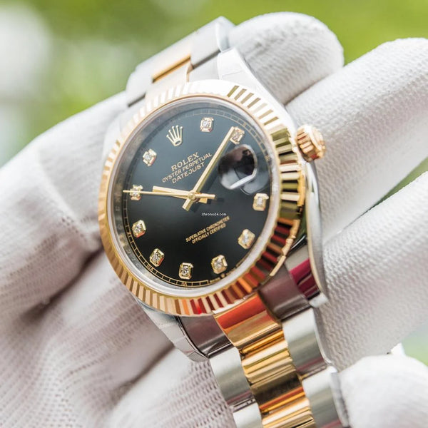 Luxury Two-Tone Stainless Steel Watch | Diamond Markers & Date Display