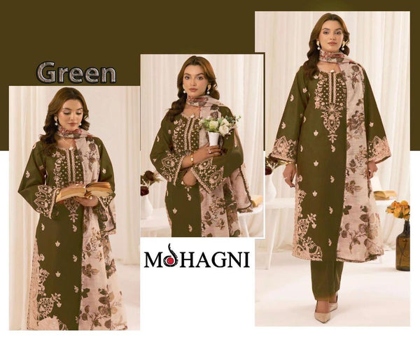 3 Pcs Women's Unstitched Embroidered Suit